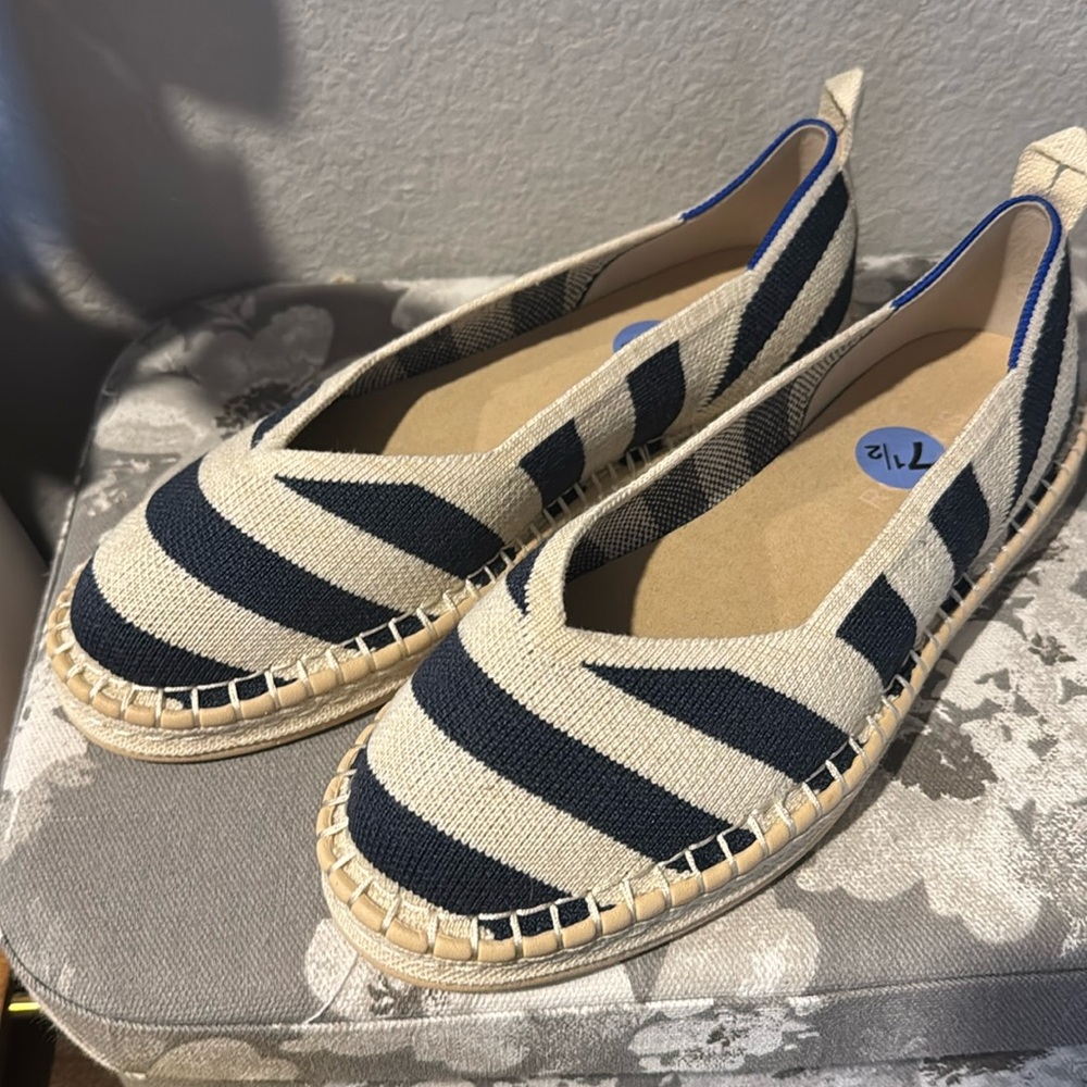 NEW Rothy’s The Espadrille Navy Sailor Stripes size 7.5